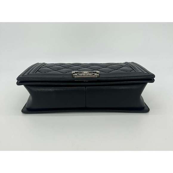 CHANEL Black Lambskin Quilted Medium Boy Bag - Picture 7 of 9